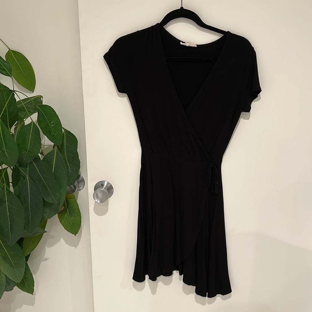 Black Rolla Coster plunge wrap dress.